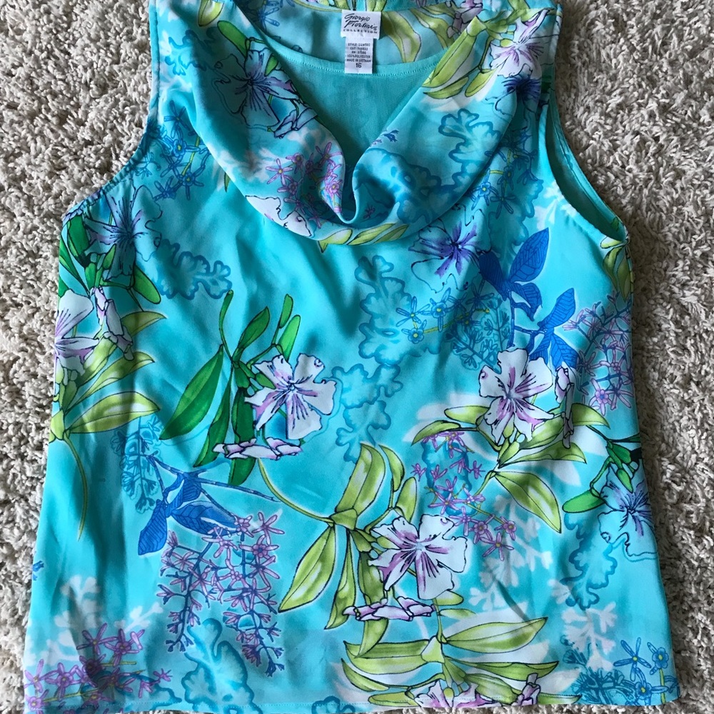 Blue sleeveless silky soft top